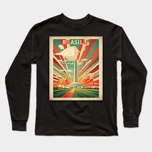 Brasilia Brazil Vintage Tourism Travel Poster Long Sleeve T-Shirt